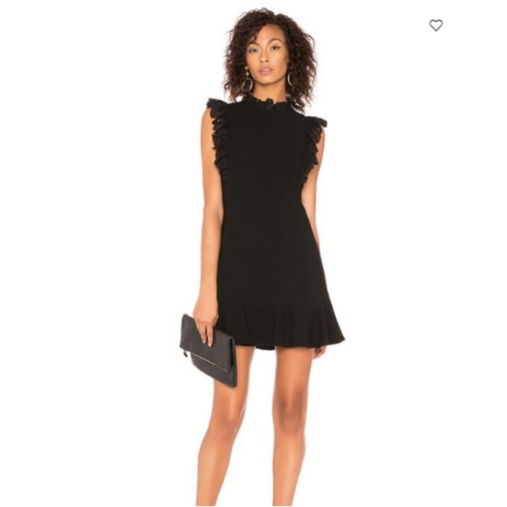 Rebecca Taylor Black Mini Dress with Ruffle Trim